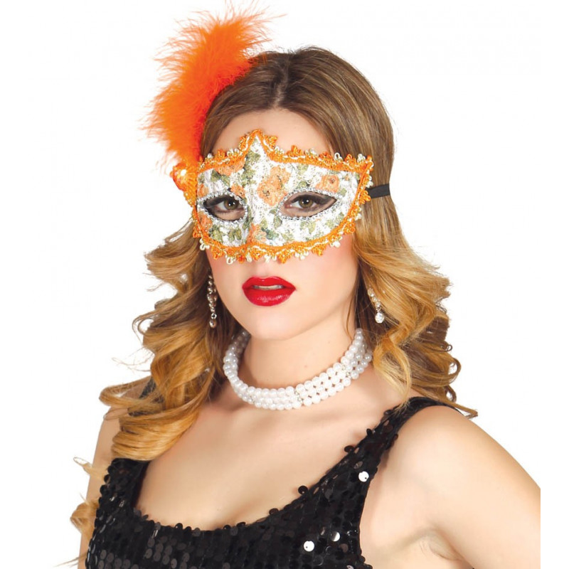 Antifaz de plumas, Naranja-2D11-400-12714