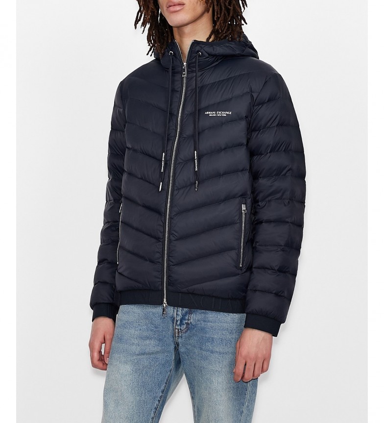 Armani Exchange Chaqueta con capucha de plumas ligero marino