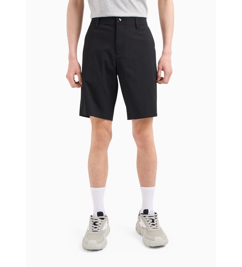 Armani Exchange Short de tejido liso negro