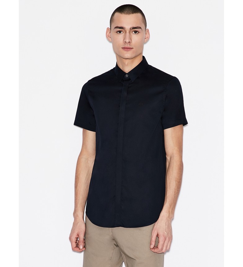 Armani Exchange Camisa de popelín marino