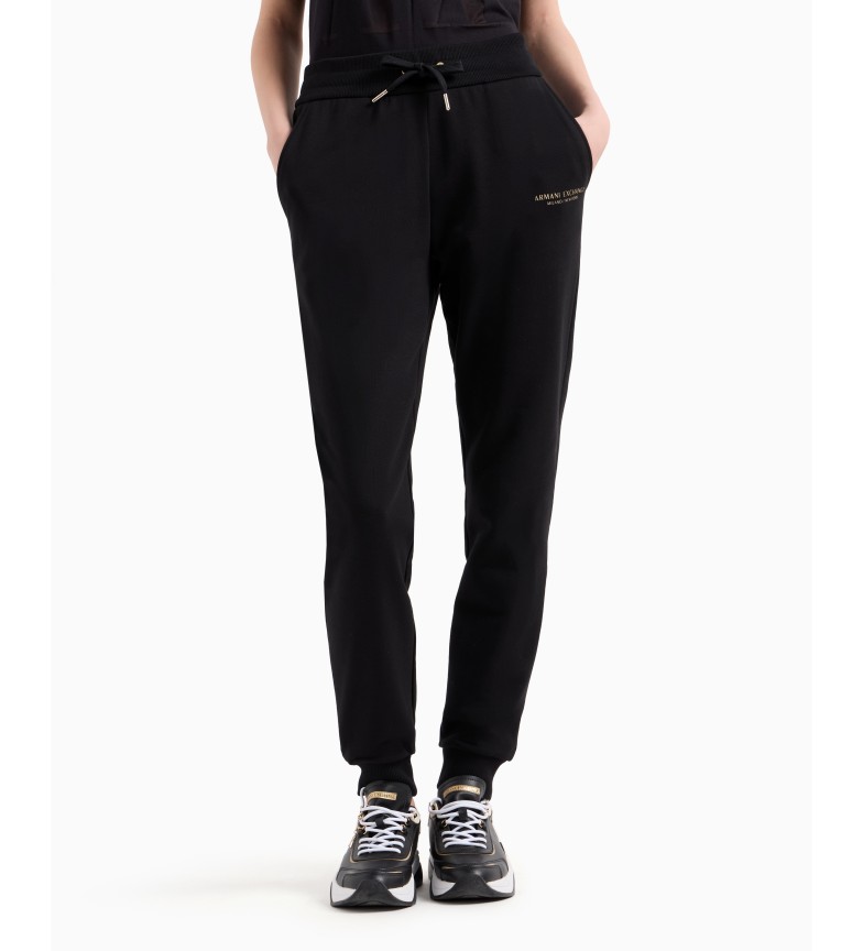 Armani Exchange Pantalón jogger de felpa Milan/New York negro