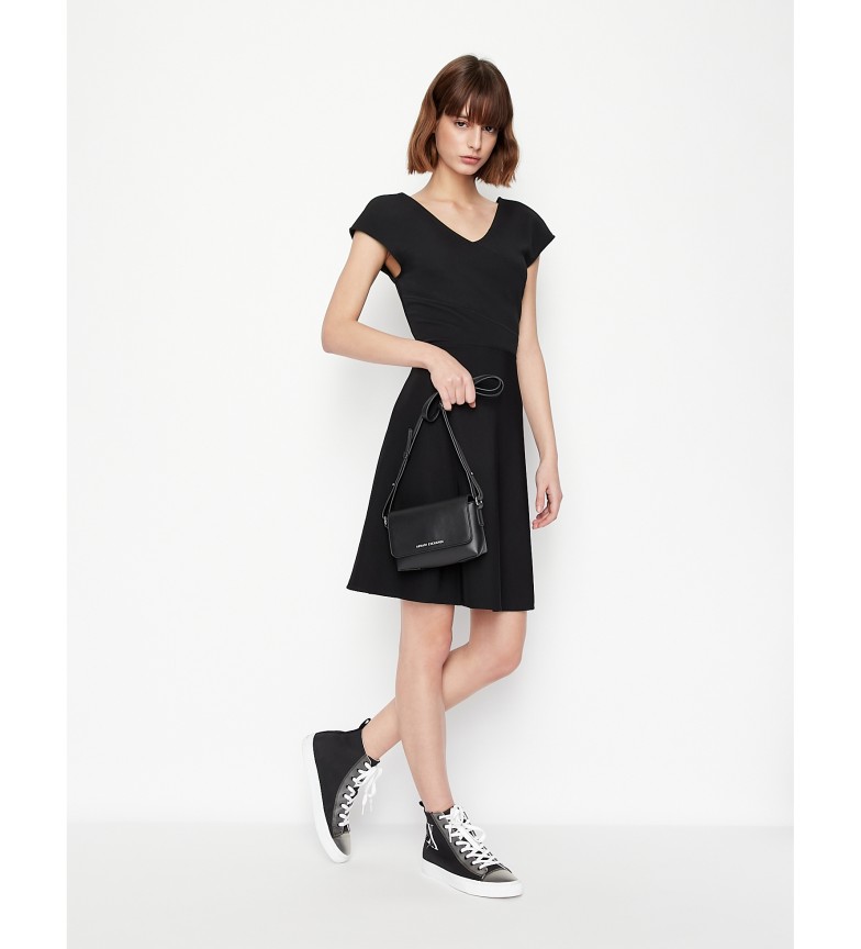 Armani Exchange Vestido cuello V negro