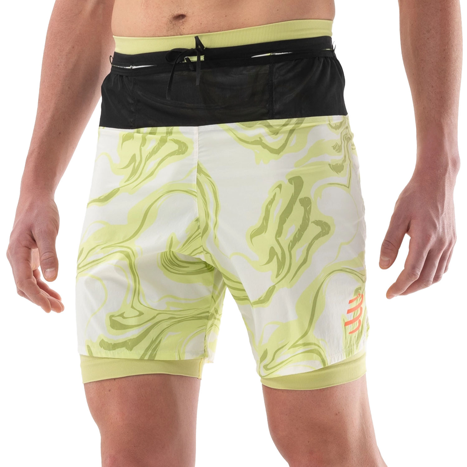 Compressport Trail Racing 2 in 1 6in Shorts Green Camo