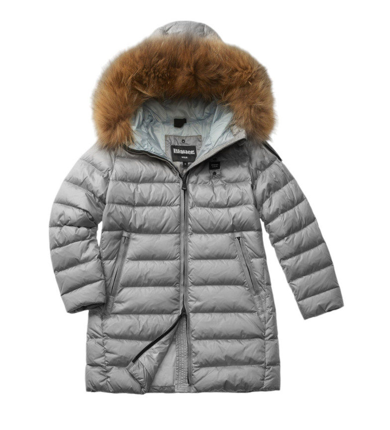 Blauer Abrigo largo con piel Kristin Junior plateado