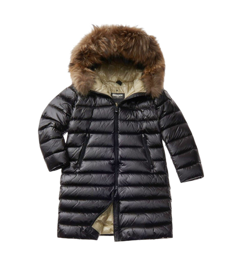 Blauer Abrigo largo con piel Kristin Junior negro