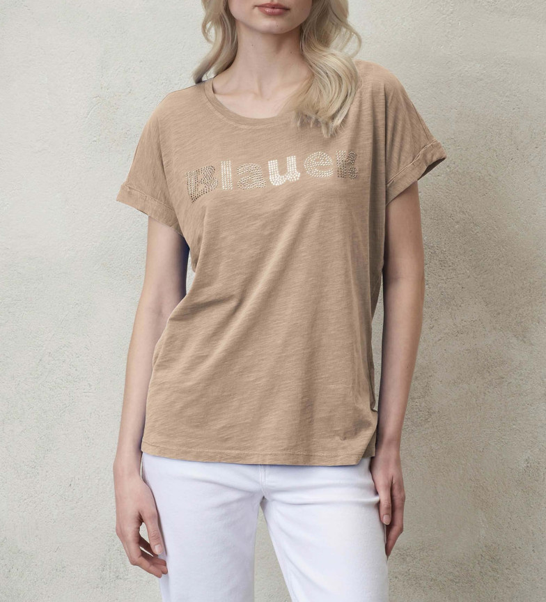Blauer Camiseta Glitter beige