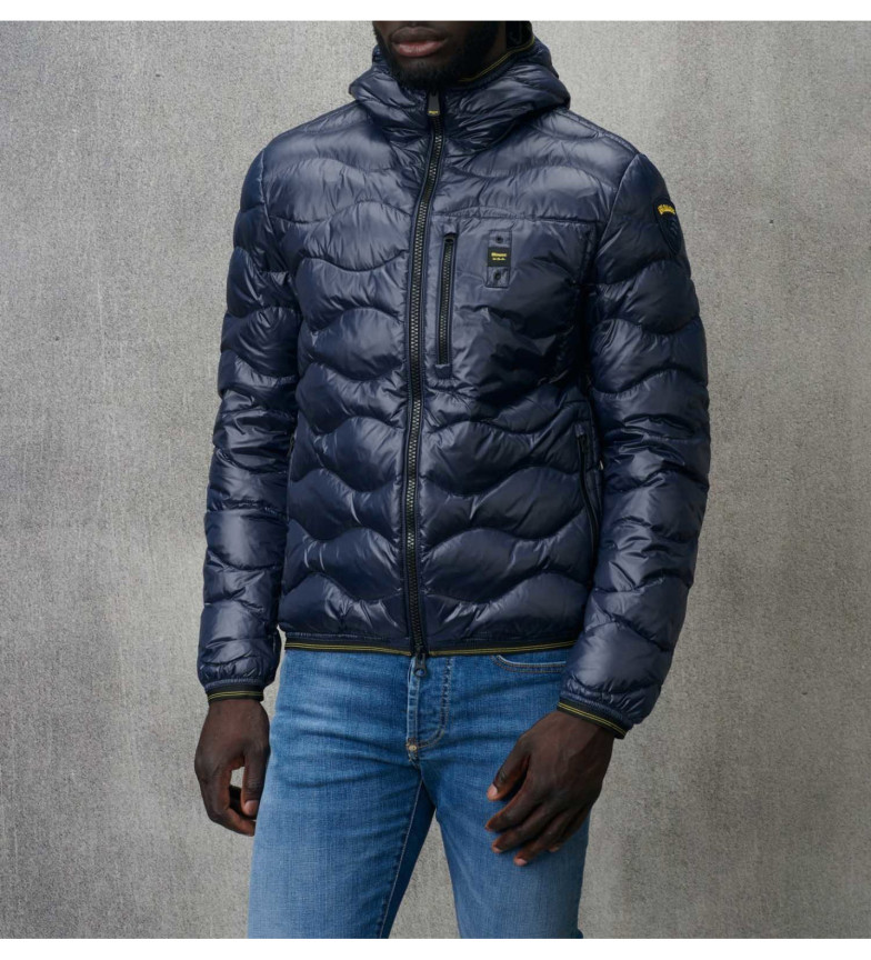 Blauer Plumífero ligero con ondas wave azul