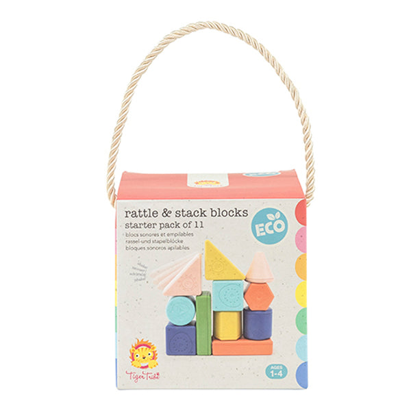 Bloques de construcción Rattle & Stack Blocks, Starter Pack - Tiger Tribe