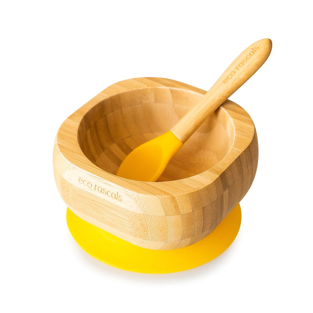 Bol de bambú con ventosa Eco Rascals amarillo