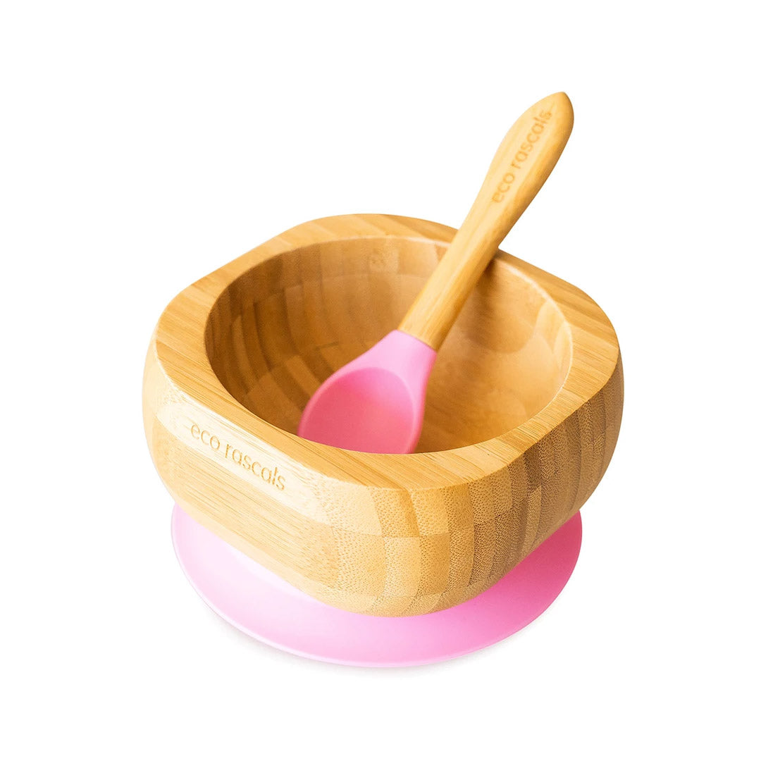 Bol de bambú con ventosa Eco Rascals rosa