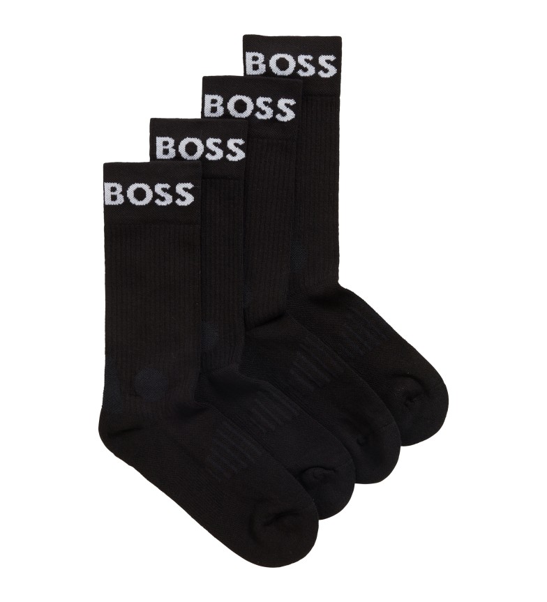 BOSS Pack 2 Pares de Calcetines Cortos Elástico negro