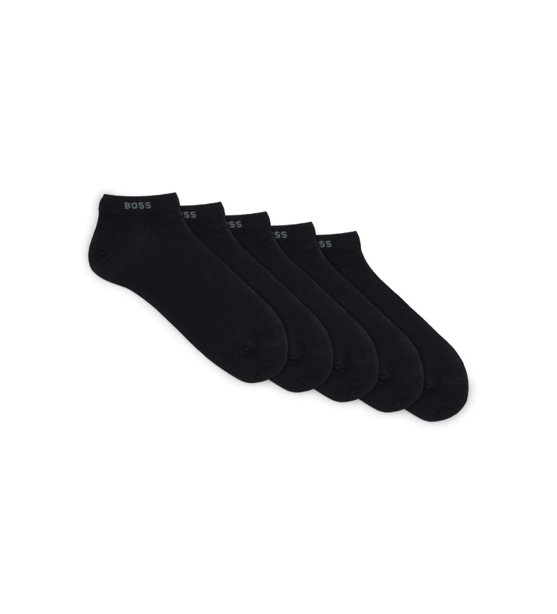 BOSS Pack de 5 calcetines tobilleros negro