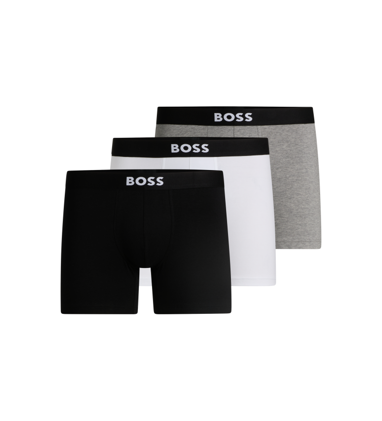 BOSS Pack 3 Bóxers One blanco, gris, negro