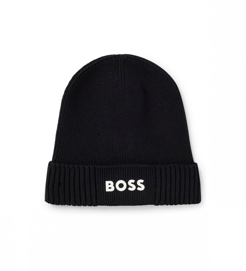 BOSS Gorro logo en contraste negro