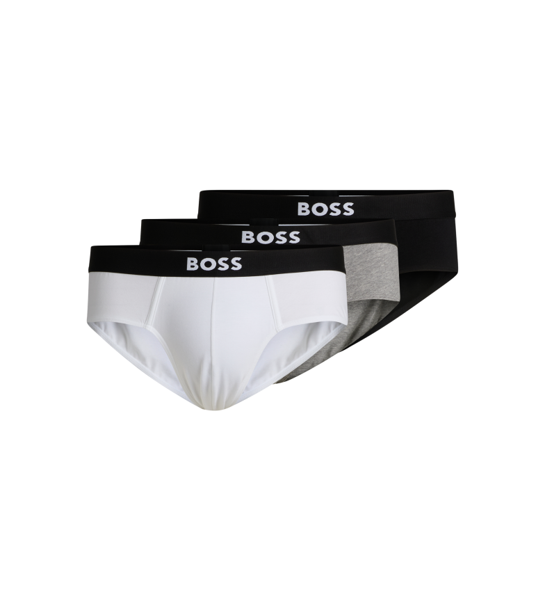 BOSS Pack 3 Slips Logo en la Cintura blanco, gris, negro