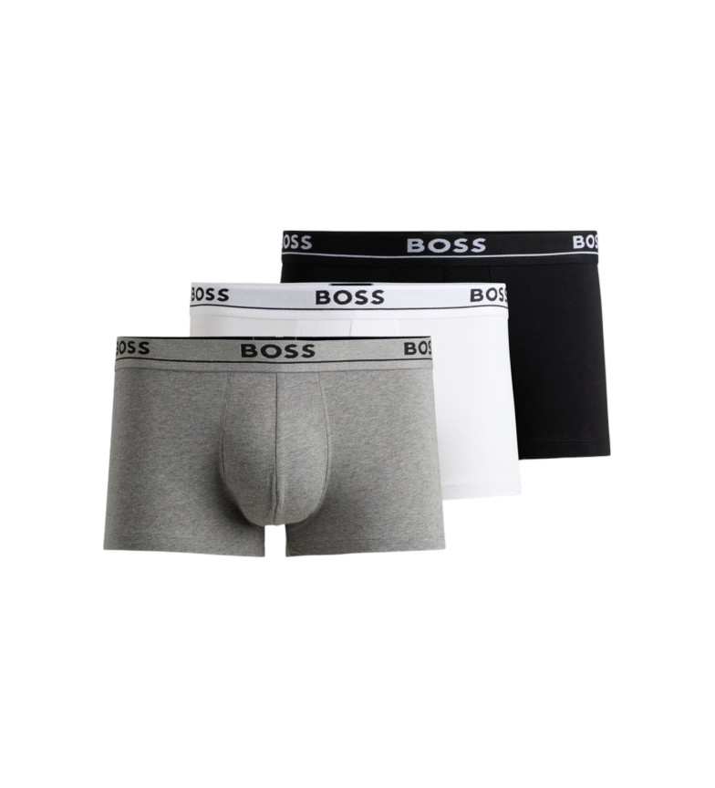 BOSS Pack 3 Bóxers Spirit negro, blanco, gris
