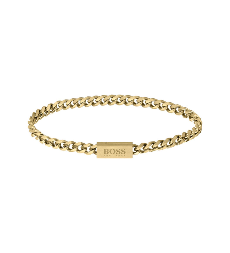BOSS Pulsera de piel Chain for him negro