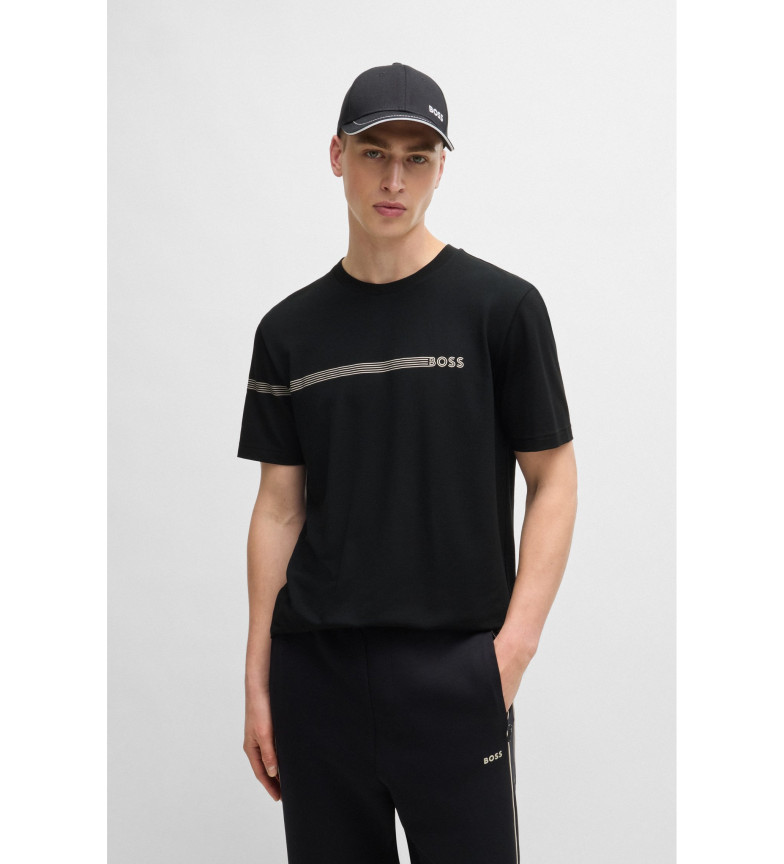 BOSS Camiseta Raya y Logo negro