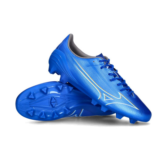 Bota de fútbol Mizuno Alpha Select FG Niño Laser Blue-White-Gold
