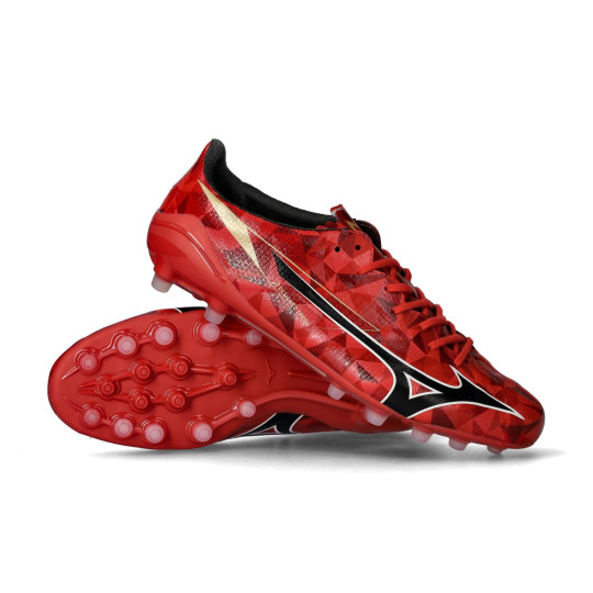 Bota de fútbol Mizuno Mizuno Alpha II Elite AG Red-Black-Gold