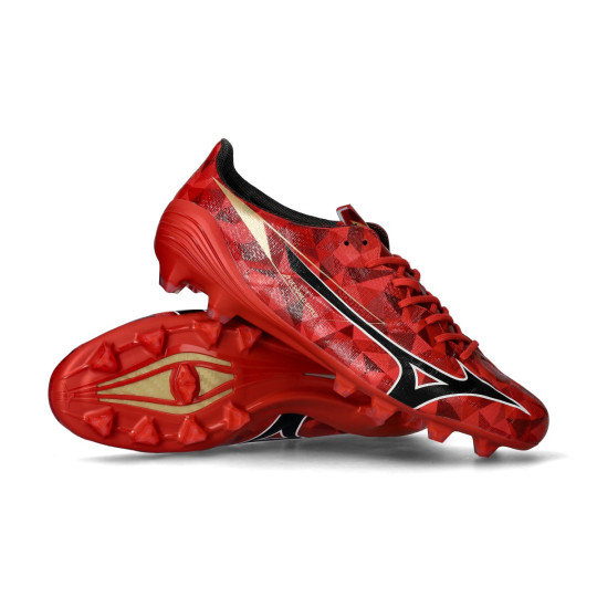 Bota de fútbol Mizuno Mizuno Alpha II Elite FG Red-Black-Gold