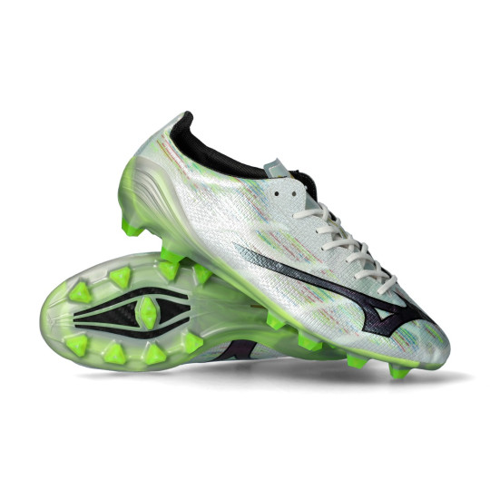 Bota de fútbol Mizuno Mizuno Alpha II Made In Japan FG White-Silver Iridiscent-Black