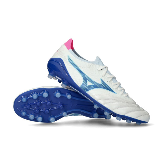 Bota de fútbol Mizuno Morelia Neo IV Beta Elite AG White-Tanager Turquoise-Pink