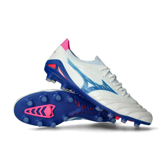 Bota de fútbol Mizuno Morelia Neo IV Beta Elite FG White-Tanager Turquoise-Pink