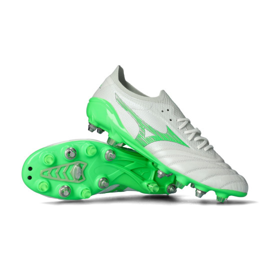 Bota de fútbol Mizuno Morelia Neo IV Beta Made In Japan Mix White-Neon Green-Cool Gray