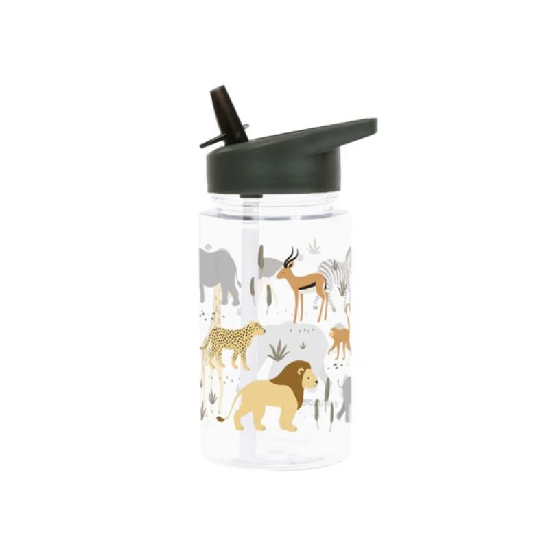 Botella con pajita 450ml - A Little Lovely Company Savanna