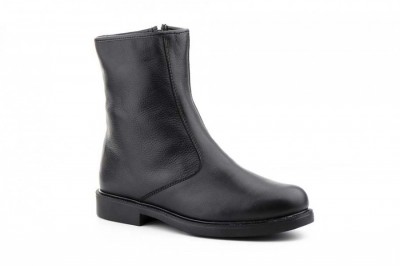 Botines borrego cremallera piel negro