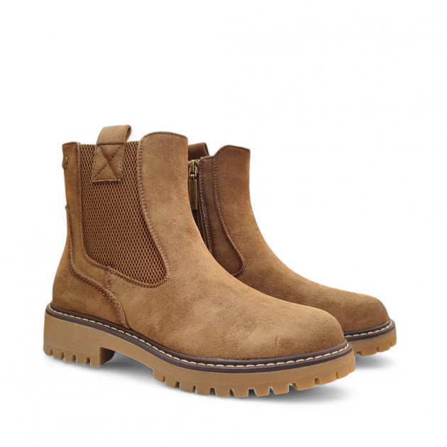 Botines Refresh elástico y cremallera marrones