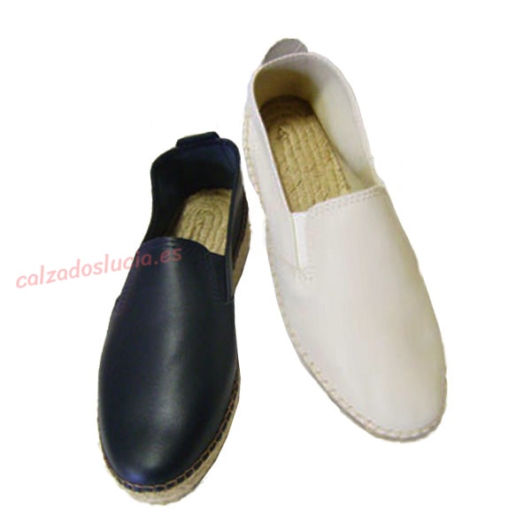 Zapatilla de cáñamo  y piel para hombre
