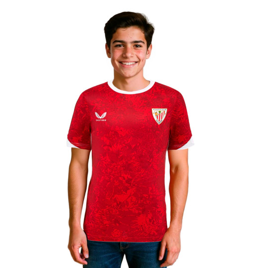 Camiseta Castore Athletic Club Bilbao Pre-Match 2025-2026 Niño Racing Red-Brilliant White