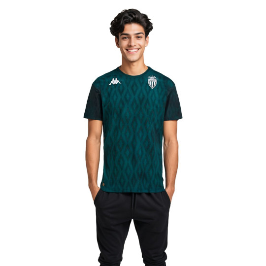 Camiseta Kappa AS Monaco Pre-Match 2024-2025 Green Dark Rain-Green Dark
