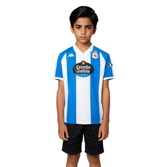 Camiseta Kappa Deportivo La Coruña Primera Equipación 2024-2025 Niño Blue Royal-White