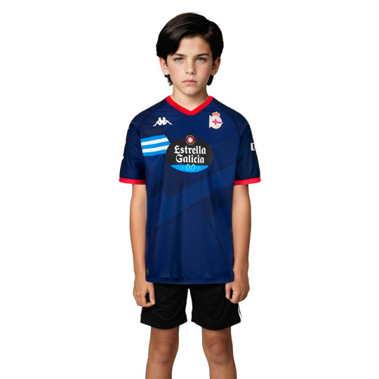 Camiseta Kappa Deportivo La Coruña Segunda Equipación 2024-2025 Niño Blue Marine-Red