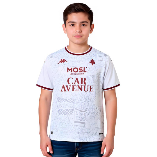 Camiseta Kappa FC Metz Segunda Equipación 2025-2026 Niño White-Red