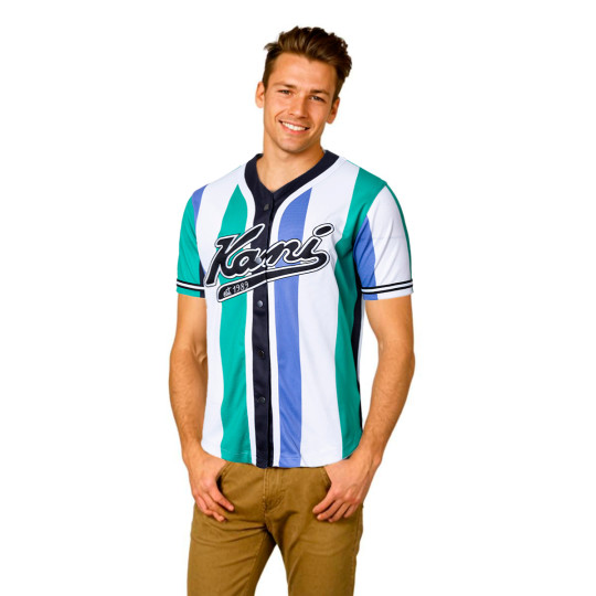 Camiseta Karl Kani Varsity Striped Baseball Green-White-Purple