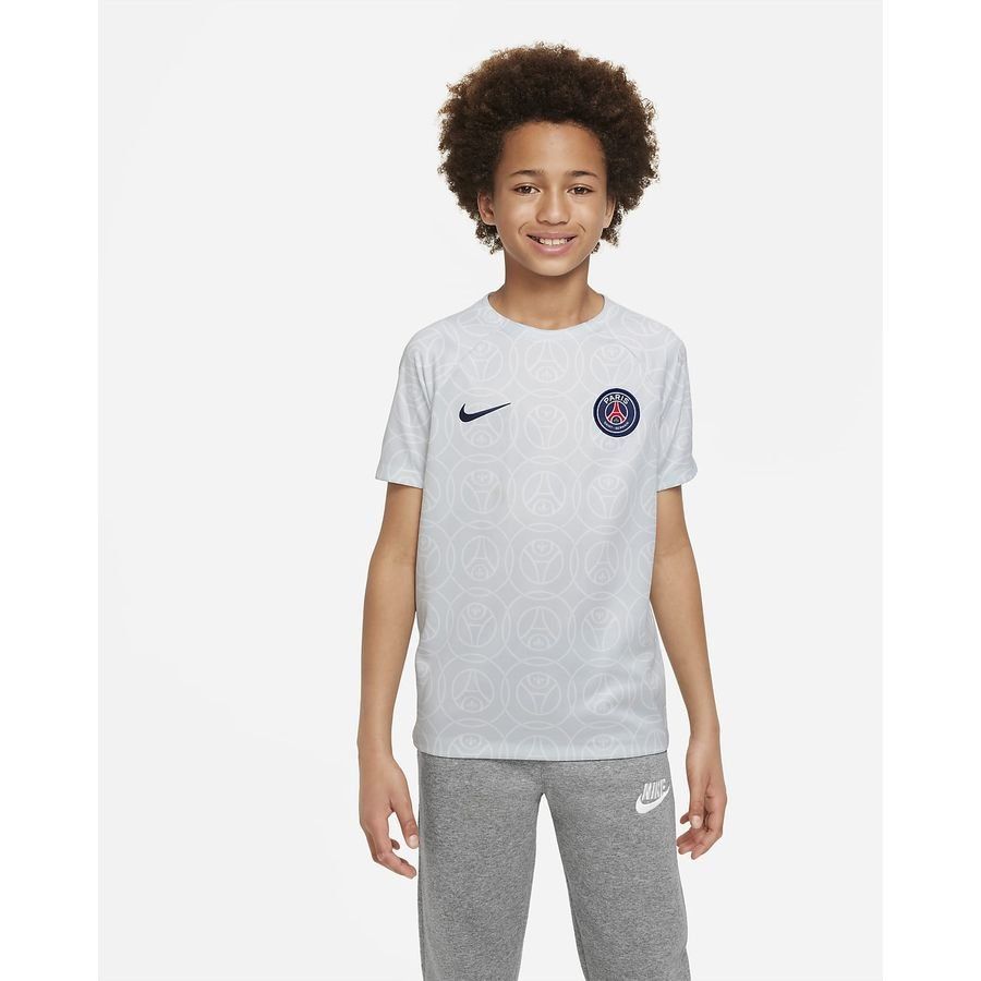 Paris Saint Germain Camiseta de entrenamiento Dri-FIT Antes del partido - Grey/Marina de Medianoche Niños