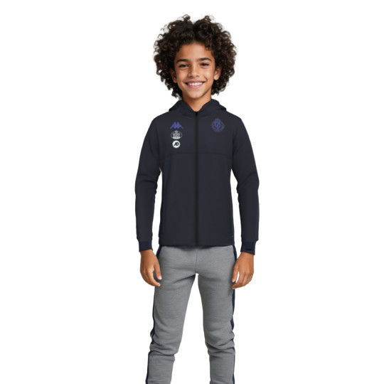 Chaqueta Kappa Real Valladolid Fanswear 2024-2025 Niño Blue Baritone-Grey Cool