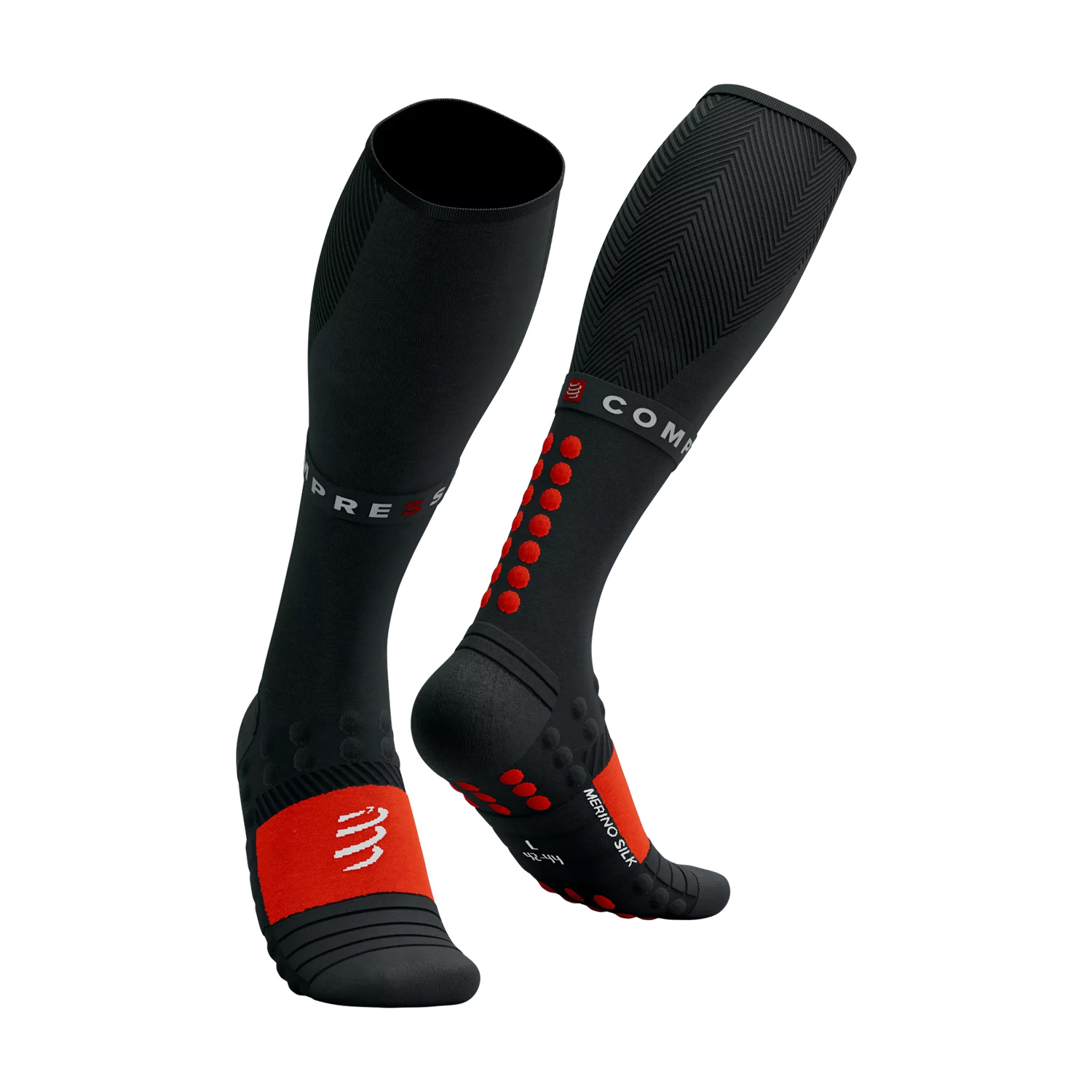 Compressport Full Winter Calcetines Black/High Risk Redk