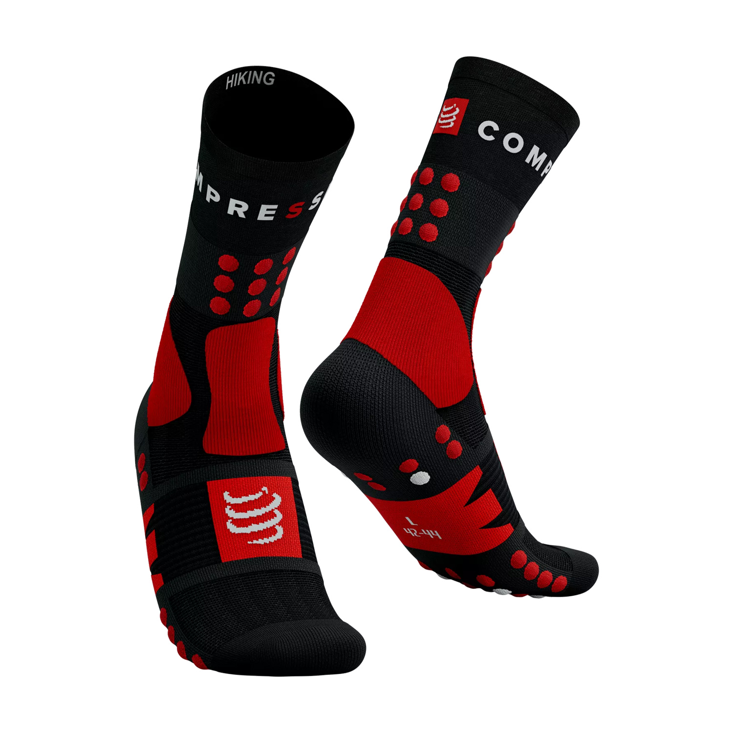 Compressport Hiking Calcetines Black/Red/White