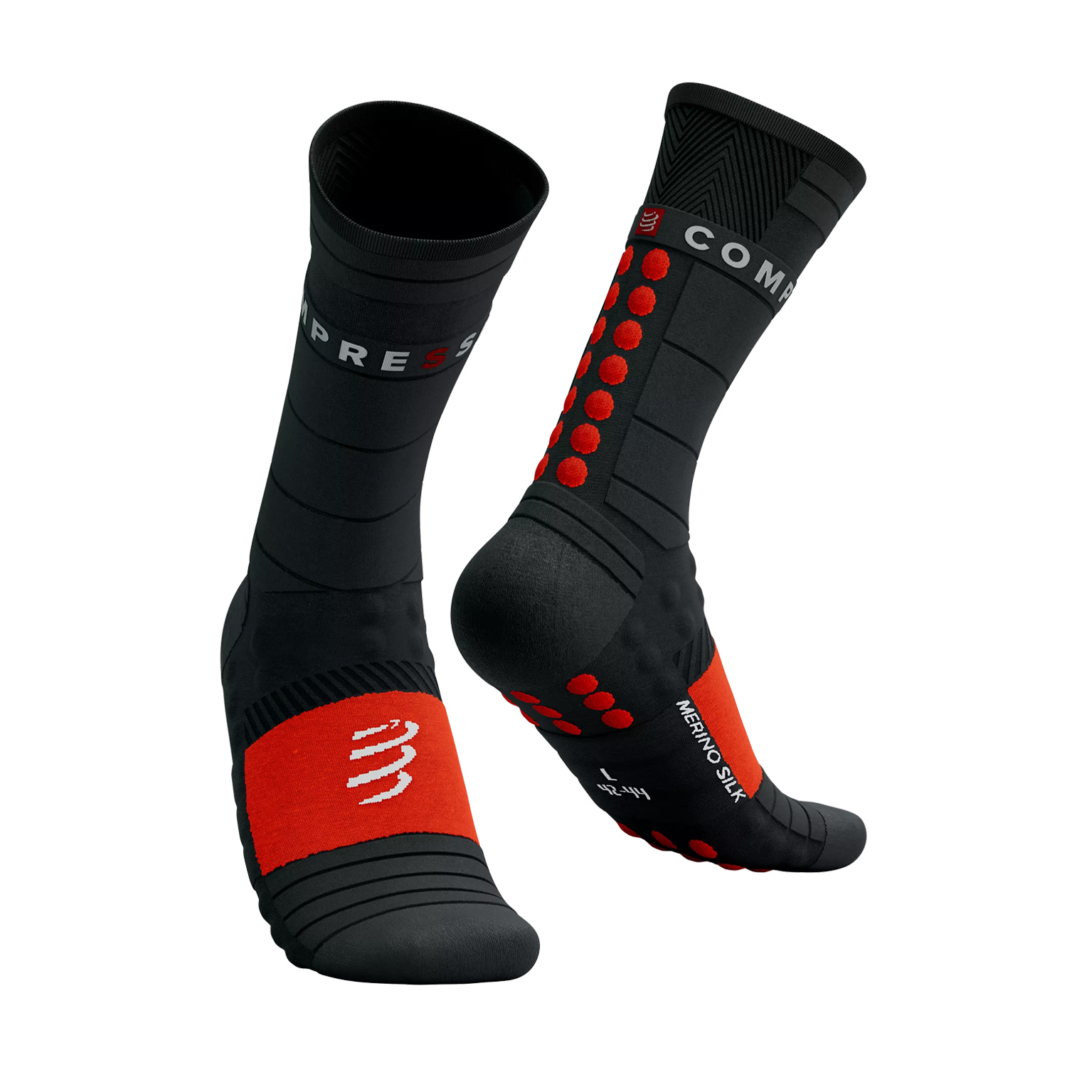 Compressport Pro Racing Winter Calcetines Black/High Risk Red