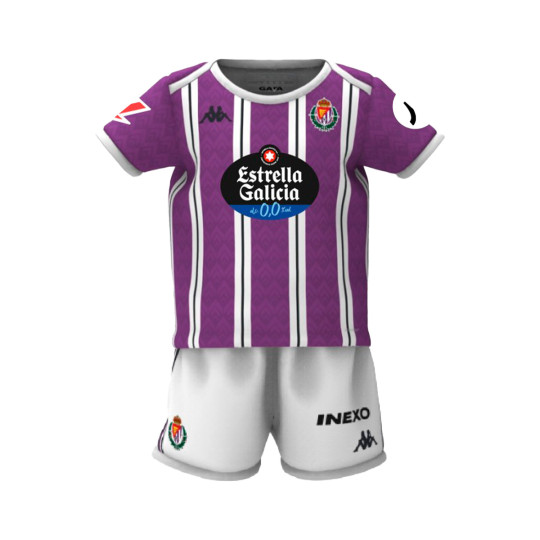 Conjunto Kappa Real Valladolid Primera Equipación 2024-2025 Bebé Bright Violet-White