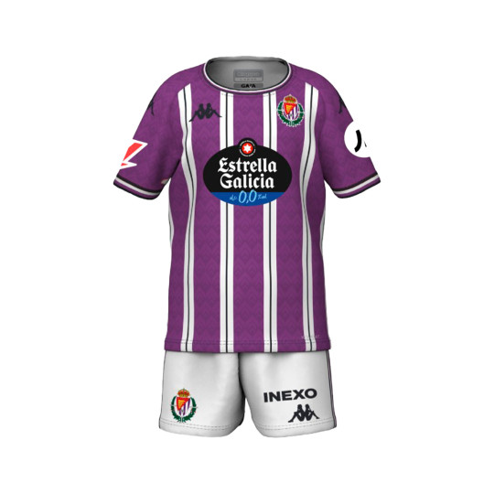 Conjunto Kappa Real Valladolid Primera Equipación 2024-2025 Niño Bright Violet-White