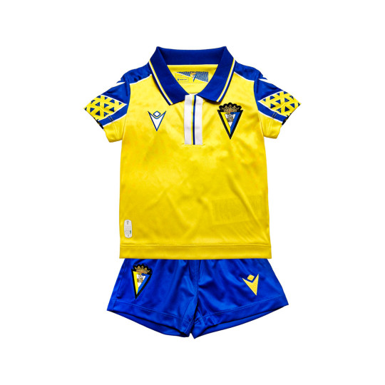 Conjunto Macron Cadiz CF Primera Equipación 2024-2025 Bebé Yellow-Blue