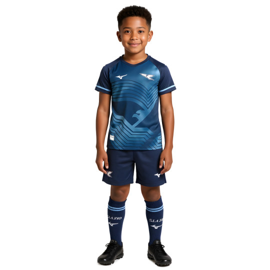 Conjunto Mizuno Lazio Segunda Equipación 2025-2026 Niño White-Navy