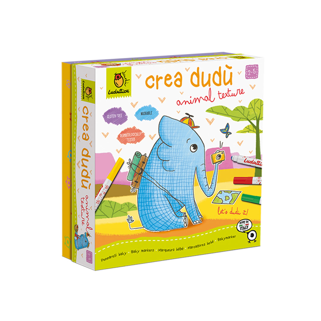 Crea dudú. Animal textura rotuladores Ludattica