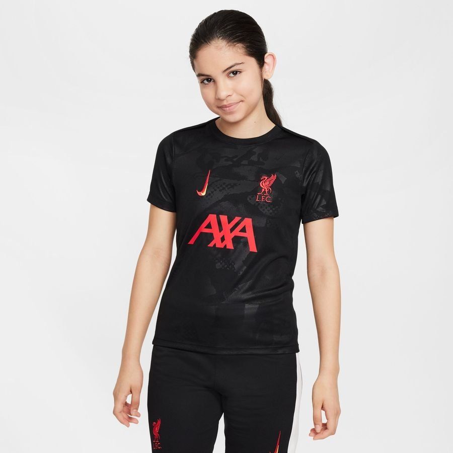 Liverpool Camiseta de entrenamiento Dri-FIT Academy Pro Antes del partido 3ª - Negro/Amarillo cromado/Global Red Niños